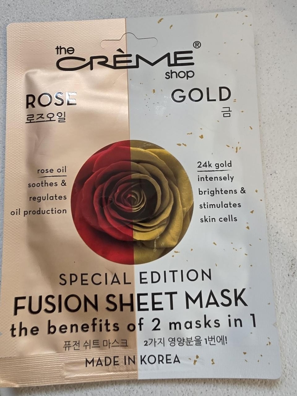 The Crème Shop Rose & Gold Fusion Sheet Mask - Rose/Gold